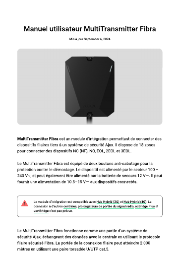 prévisualisation de MultiTransmitter%20Fibra%20User%20manual%20_%20Ajax%20Systems%20Support.pdf