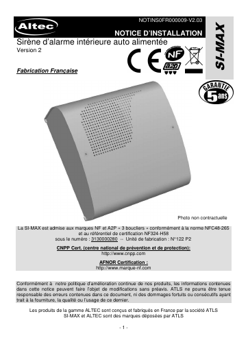 prévisualisation de Notice-Installation-SI-MAX-%20V2.03-fr.pdf