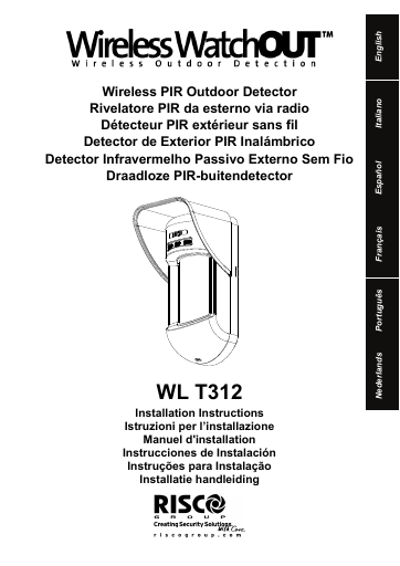 prévisualisation de 5IN1411%20B%201-Way%20Wireless%20WatchOUT%20PIR%20Outdoor%20Detector%20Installation%20Instructions%20(EN%20FR%20IT%20ES%20PT%20N).pdf
